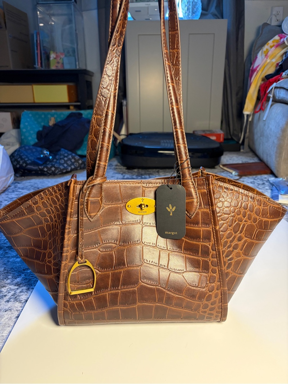 Margot Phoebe metallic bronze leather tote – NWT VIRAL